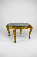 将图片加载到图库查看器,Table basse Maison Jansen dorée avec marbre vert, Art Déco Néoclassique, 1940s