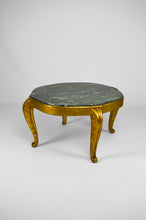 将图片加载到图库查看器,Table basse Maison Jansen dorée avec marbre vert, Art Déco Néoclassique, 1940s