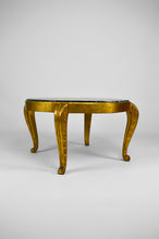 将图片加载到图库查看器,Table basse Maison Jansen dorée avec marbre vert, Art Déco Néoclassique, 1940s