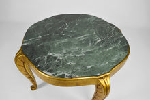 将图片加载到图库查看器,Table basse Maison Jansen dorée avec marbre vert, Art Déco Néoclassique, 1940s