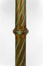 将图片加载到图库查看器,Lampadaire en bois sculpté doré et abat-jour en verre nacré, Art Déco, France, Circa 1920