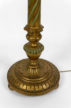 将图片加载到图库查看器,Lampadaire en bois sculpté doré et abat-jour en verre nacré, Art Déco, France, Circa 1920