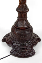 将图片加载到图库查看器,Lampadaire asiatique en bois sculpté, Indochine, circa 1900