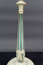 将图片加载到图库查看器,Lampe en bois Art Déco peinte en blanc et bleu patiné, France, Circa 1920