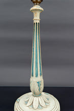 将图片加载到图库查看器,Lampe en bois Art Déco peinte en blanc et bleu patiné, France, Circa 1920