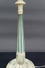 将图片加载到图库查看器,Lampe en bois Art Déco peinte en blanc et bleu patiné, France, Circa 1920