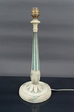 将图片加载到图库查看器,Lampe en bois Art Déco peinte en blanc et bleu patiné, France, Circa 1920