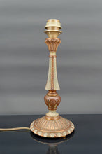 将图片加载到图库查看器,Lampe Art Deco en bois peint vert et patine cuivrée, France, Circa 1920