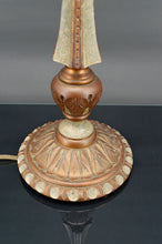 将图片加载到图库查看器,Lampe Art Deco en bois peint vert et patine cuivrée, France, Circa 1920