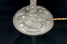 将图片加载到图库查看器,Lampe palmier en bronze argenté et abat-jour feuillage en vitrail vert, Art Nouveau, France, Circa 1900