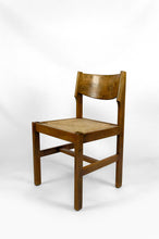 将图片加载到图库查看器,Lot de 6 chaises brutalistes en Orme avec assises paillées, Maison Regain, Circa 1960