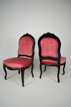 将图片加载到图库查看器,Chaises Napoléon III en bois noirci et velours rose, France, circa 1870