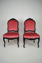 将图片加载到图库查看器,Chaises Napoléon III en bois noirci et velours rose, France, circa 1870