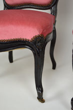 将图片加载到图库查看器,Chaises Napoléon III en bois noirci et velours rose, France, circa 1870