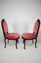 将图片加载到图库查看器,Chaises Napoléon III en bois noirci et velours rose, France, circa 1870