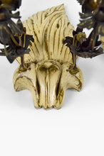 Загрузить изображение в средство просмотра галереи, Paire d'appliques en bois sculpté, peint et patiné, Hollywood Regency, 1950s