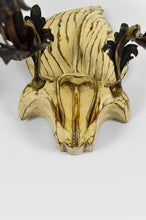 Загрузить изображение в средство просмотра галереи, Paire d'appliques en bois sculpté, peint et patiné, Hollywood Regency, 1950s