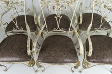 Lade das Bild in den Galerie-Viewer, 6 fauteuils Art Déco en fer forgé patiné, France, vers 1950