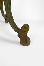 将图片加载到图库查看器,Desserte Roulante Art Déco en Fer Forgé et Travertin, France, 1940s