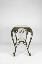 将图片加载到图库查看器,Desserte Roulante Art Déco en Fer Forgé et Travertin, France, 1940s