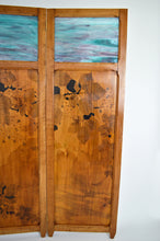 将图片加载到图库查看器,Paravent Art Nouveau à paysage floral pyrogravé, par G. Royer, vers 1910