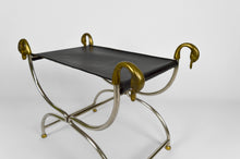 将图片加载到图库查看器,Curule à têtes de cygnes néoclassique, circa 1960