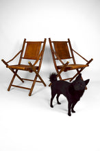 将图片加载到图库查看器,Paire de fauteuils pliants "safari", style japonisant / colonial