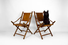 将图片加载到图库查看器,Paire de fauteuils pliants "safari", style japonisant / colonial
