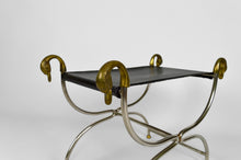 将图片加载到图库查看器,Curule à têtes de cygnes néoclassique, circa 1960