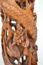 将图片加载到图库查看器,Sellette haute Indochinoise en bois sculpté à thème mythologique
