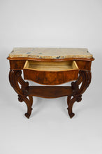 将图片加载到图库查看器,Console XIXème en noyer sculpté et plateau en marbre