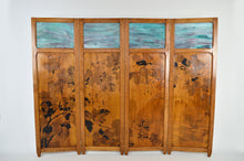 将图片加载到图库查看器,Paravent Art Nouveau à paysage floral pyrogravé, par G. Royer, vers 1910