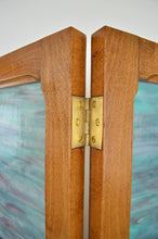 将图片加载到图库查看器,Paravent Art Nouveau à paysage floral pyrogravé, par G. Royer, vers 1910