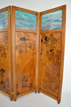 将图片加载到图库查看器,Paravent Art Nouveau à paysage floral pyrogravé, par G. Royer, vers 1910