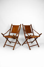 将图片加载到图库查看器,Paire de fauteuils pliants "safari", style japonisant / colonial