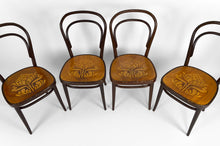 将图片加载到图库查看器,Lot de 4 Chaises Thonet en bois courbé à assises décorées