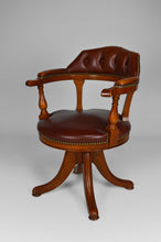 将图片加载到图库查看器,Fauteuil Chesterfield pivotant en bois et cuir