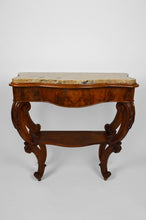 将图片加载到图库查看器,Console XIXème en noyer sculpté et plateau en marbre