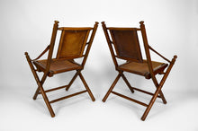 将图片加载到图库查看器,Paire de fauteuils pliants "safari", style japonisant / colonial