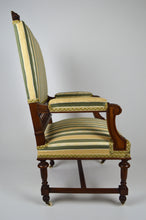将图片加载到图库查看器,Fauteuil Néo-Renaissance en noyer à têtes de lions