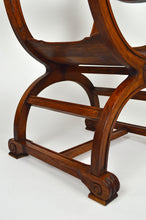 将图片加载到图库查看器,Fauteuil curule Néo Renaissance en noyer sculpté