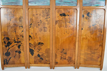 将图片加载到图库查看器,Paravent Art Nouveau à paysage floral pyrogravé, par G. Royer, vers 1910