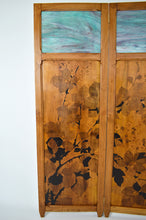 将图片加载到图库查看器,Paravent Art Nouveau à paysage floral pyrogravé, par G. Royer, vers 1910