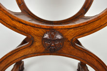 将图片加载到图库查看器,Fauteuil curule Néo Renaissance en noyer sculpté