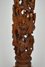 将图片加载到图库查看器,Sellette haute Indochinoise en bois sculpté à thème mythologique