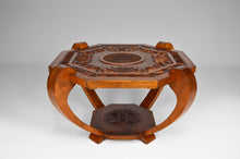 将图片加载到图库查看器,Table basse sculptée Art Déco Colonial vers 1930