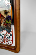 将图片加载到图库查看器,Miroir Art Nouveau à scène peinte bucolique, circa 1900