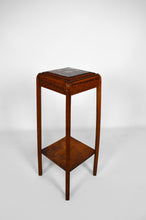 将图片加载到图库查看器,Sellette Art Déco en bois sculpté et marbre, France, circa 1925