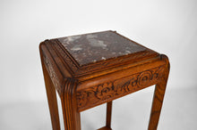 将图片加载到图库查看器,Sellette Art Déco en bois sculpté et marbre, France, circa 1925