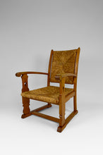 将图片加载到图库查看器,Fauteuil Gothique Art & Crafts en Chêne et Assise Paillée, circa 1900